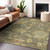 8' X 10' Artichoke Green Coral And Brown Floral Washable Indoor Outdoor Area Rug