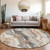 8' Silver And Copper Round Abstract Washable Indoor Outdoor Area Rug