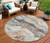 8' Silver And Copper Round Abstract Washable Indoor Outdoor Area Rug