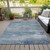 9' X 12' Sky Blue And Gray Abstract Washable Indoor Outdoor Area Rug