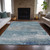9' X 12' Sky Blue And Gray Abstract Washable Indoor Outdoor Area Rug