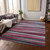 10' X 14' Burgundy Ivory And Blue Striped Washable Indoor Outdoor Area Rug