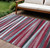 10' X 14' Burgundy Ivory And Blue Striped Washable Indoor Outdoor Area Rug