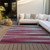 10' X 14' Burgundy Ivory And Blue Striped Washable Indoor Outdoor Area Rug