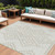 9' X 12' Ivory And Beige Geometric Washable Indoor Outdoor Area Rug Transitional Style - Ivory, Beige Color