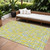 10' X 14' Yellow Denim Blue And Beige Abstract Washable Indoor Outdoor Area Rug