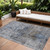 10' X 14' Blue And Gray Floral Washable Indoor Outdoor Area Rug