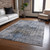 10' X 14' Blue And Gray Floral Washable Indoor Outdoor Area Rug