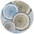 8' Round Blue Gold and Gray Round Faux Bois Washable Non Skid Indoor Outdoor Area Rug