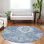 8' Navy Blue And Denim Blue Round Medallion Washable Indoor Outdoor Area Rug