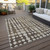 8' X 10' Brown And Beige Abstract Washable Indoor Outdoor Area Rug