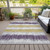 10' X 14' Silver Ivory And Purple Striped Washable Indoor Outdoor Area Rug