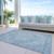 9' X 12' Sky Blue And Ivory Oriental Washable Indoor Outdoor Area Rug