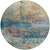 8' Teal Blue Orange And Beige Round Abstract Washable Indoor Outdoor Area Rug