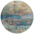 8' Teal Blue Orange And Beige Round Abstract Washable Indoor Outdoor Area Rug