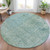 8' Teal Blue And Ivory Round Abstract Washable Indoor Outdoor Area Rug - Teal Blue, Ivory