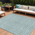 10' X 14' Teal Blue And Ivory Geometric Washable Indoor Outdoor Area Rug - Teal Blue, Ivory
