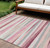 10' X 14' Pink Ivory And Gray Striped Washable Indoor Outdoor Area Rug