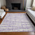 9' X 12' Lavender Lilac And Ivory Striped Washable Indoor Outdoor Area Rug