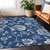 9' X 12' Navy Blue And Gray Floral Washable Indoor Outdoor Area Rug