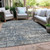 8' X 10' Denim Blue And Gray Geometric Washable Indoor Outdoor Area Rug
