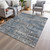 8' X 10' Denim Blue And Gray Geometric Washable Indoor Outdoor Area Rug