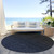 8' Navy Blue And Charcoal Round Abstract Washable Indoor Outdoor Area Rug