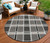 8' Black Gray And Brown Round Plaid Washable Indoor Outdoor Area Rug