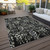 10' X 14' Black Gray And Ivory Floral Washable Indoor Outdoor Area Rug