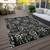 10' X 14' Black Gray And Ivory Floral Washable Indoor Outdoor Area Rug