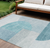 8' X 10' Teal Blue And Silver Geometric Washable Indoor Outdoor Area Rug