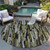 8' Brown Black And Green Round Striped Washable Indoor Outdoor Area Rug
