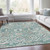 10' X 14' Pale Aqua And Copper Floral Medallion Washable Indoor Outdoor Area Rug