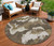 8' Brown Beige And Taupe Round Abstract Washable Indoor Outdoor Area Rug Transitional Style - Brown, Beige, Taupe Color