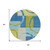 8' Denim Blue And Lime Green Round Geometric Washable Indoor Outdoor Area Rug