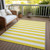 8' X 10' Yellow and White Striped Washable Indoor Outdoor Area Rug