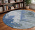 8' Denim Blue And Navy Blue Round Abstract Washable Indoor Outdoor Area Rug Transitional Style - Denim Blue, Navy Blue Color