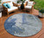 8' Denim Blue And Navy Blue Round Abstract Washable Indoor Outdoor Area Rug Transitional Style - Denim Blue, Navy Blue Color
