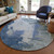 8' Denim Blue And Navy Blue Round Abstract Washable Indoor Outdoor Area Rug Transitional Style - Denim Blue, Navy Blue Color