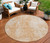 8' Terra Cotta Copper And Ivory Round Abstract Washable Indoor Outdoor Area Rug