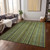 8' X 10' Green Gold And Gray Striped Washable Indoor Outdoor Area Rug