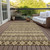 9' X 12' Brown And Taupe Quatrefoil Washable Indoor Outdoor Area Rug