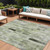 10' X 14' Green And Gray Striped Washable Indoor Outdoor Area Rug - Green, Gray