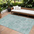 10' X 14' Teal Blue And Gray Damask Washable Indoor Outdoor Area Rug