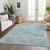 10' X 14' Teal Blue And Gray Damask Washable Indoor Outdoor Area Rug
