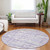 8' Lavender Lilac And Ivory Round Striped Washable Indoor Outdoor Area Rug