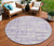 8' Lavender Lilac And Ivory Round Striped Washable Indoor Outdoor Area Rug