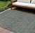 9' X 12' Teal Blue Beige And Taupe Floral Washable Indoor Outdoor Area Rug