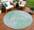 8' Sky Blue And Blue Round Abstract Washable Indoor Outdoor Area Rug