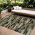 9' X 12' Brown Black And Green Striped Washable Indoor Outdoor Area Rug